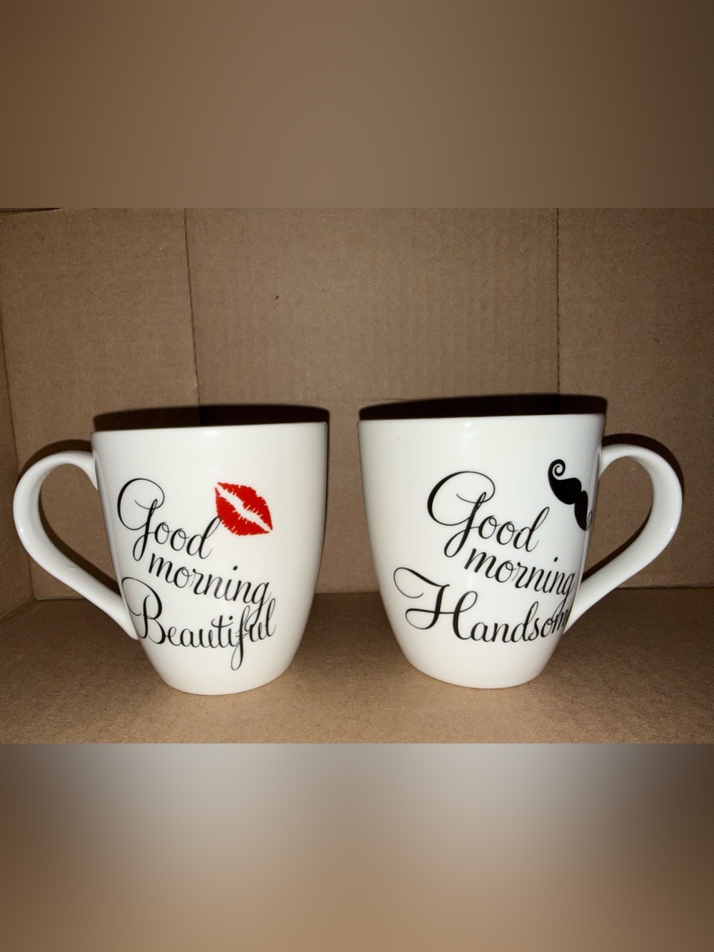 White Ceramic 'Good Morning' Mug with Red Lip Accent